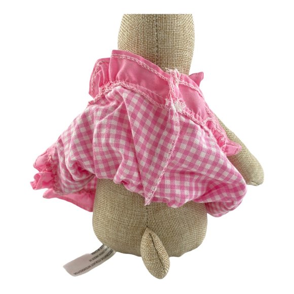 Easter Spring Bunny Rabbit Plush Stuffed Animal Home Decor Pink Check Dress 12" - Picture 6 of 8